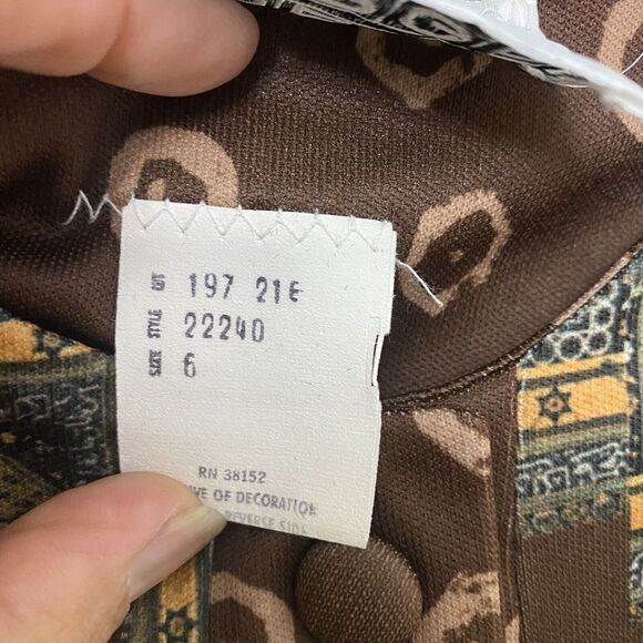 Toby George Vintage Asian Graphic Polyester Long Sleeve Disco Shirt Size 6 - Picture 4 of 16